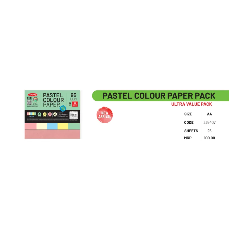 Anupam Pastel Colour Paper Pack A4 (335407)