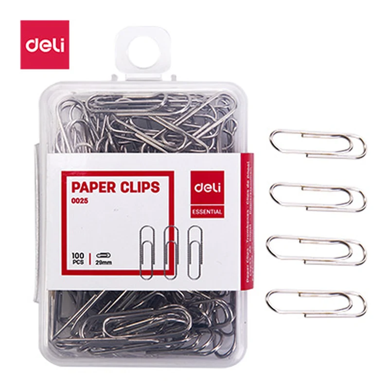 Deli W0025 Silver Paper Clips 29MM