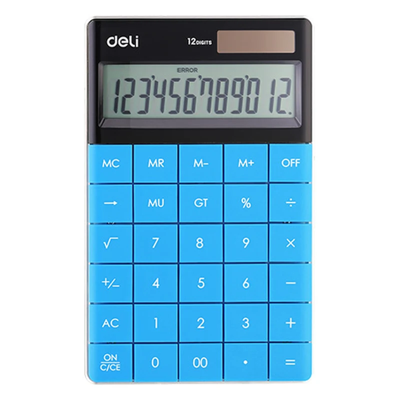 Deli W1589 12-Digit Modern Calculator - Blue