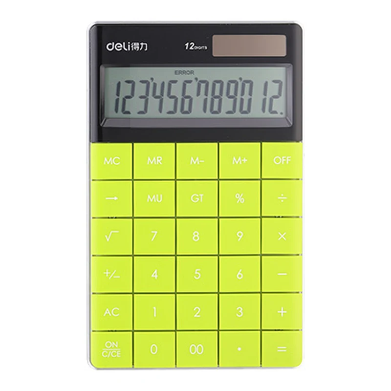 Deli W1589 12-Digit Modern Calculator - Green