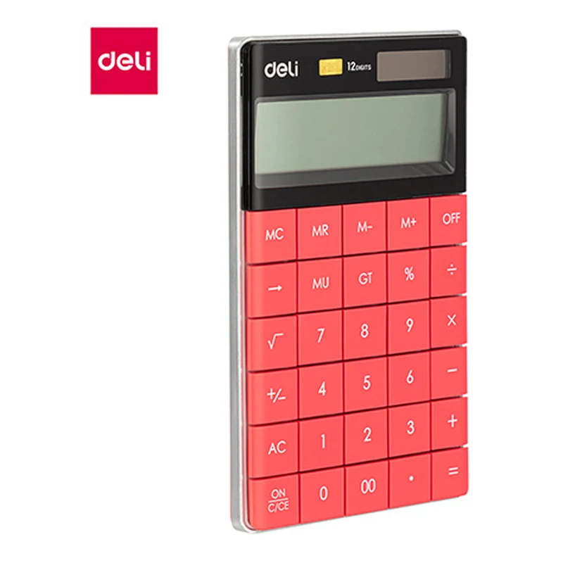 Deli W1589 12-Digit Modern Calculator - Red