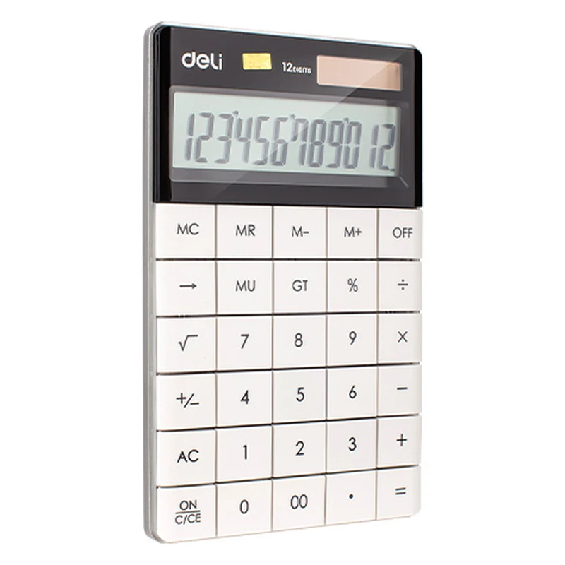 Deli W1589 12-Digit Modern Calculator - White