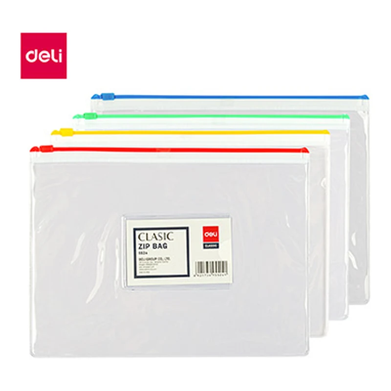 Deli W5524 PVC View Zip Bag A5 4C