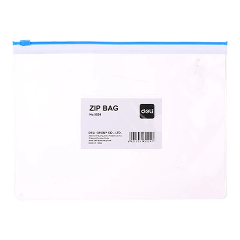 Deli W5526 PVC View Zip Bag A4 4C