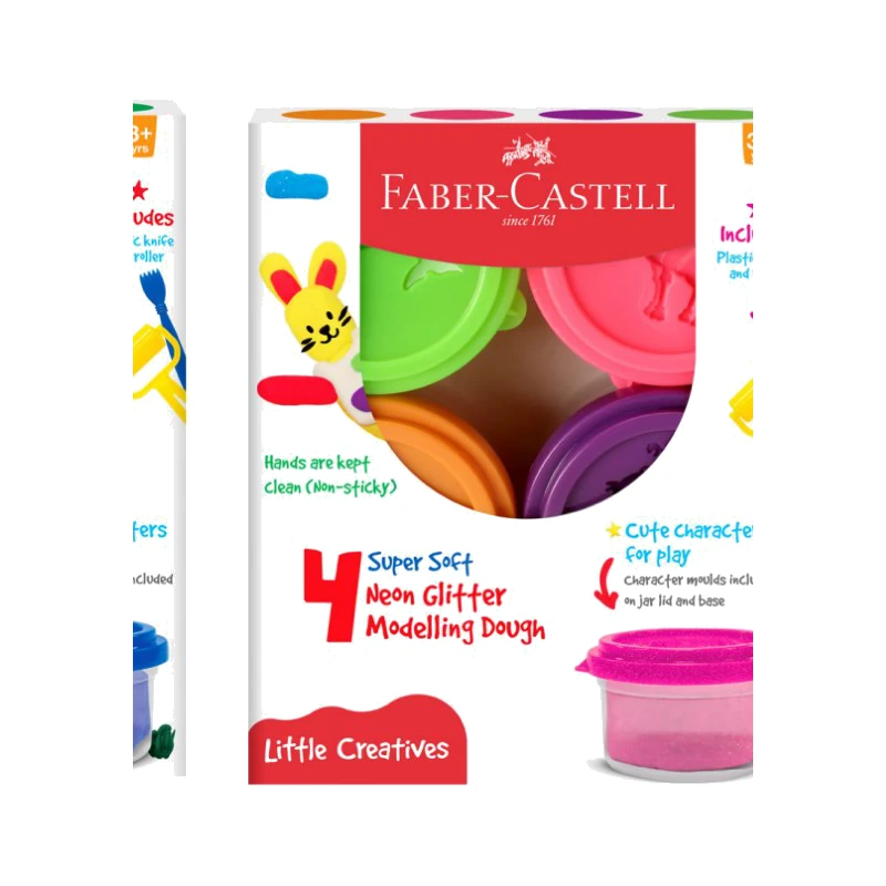 Faber-Castell 4 Super Soft Neon Modelling Dough