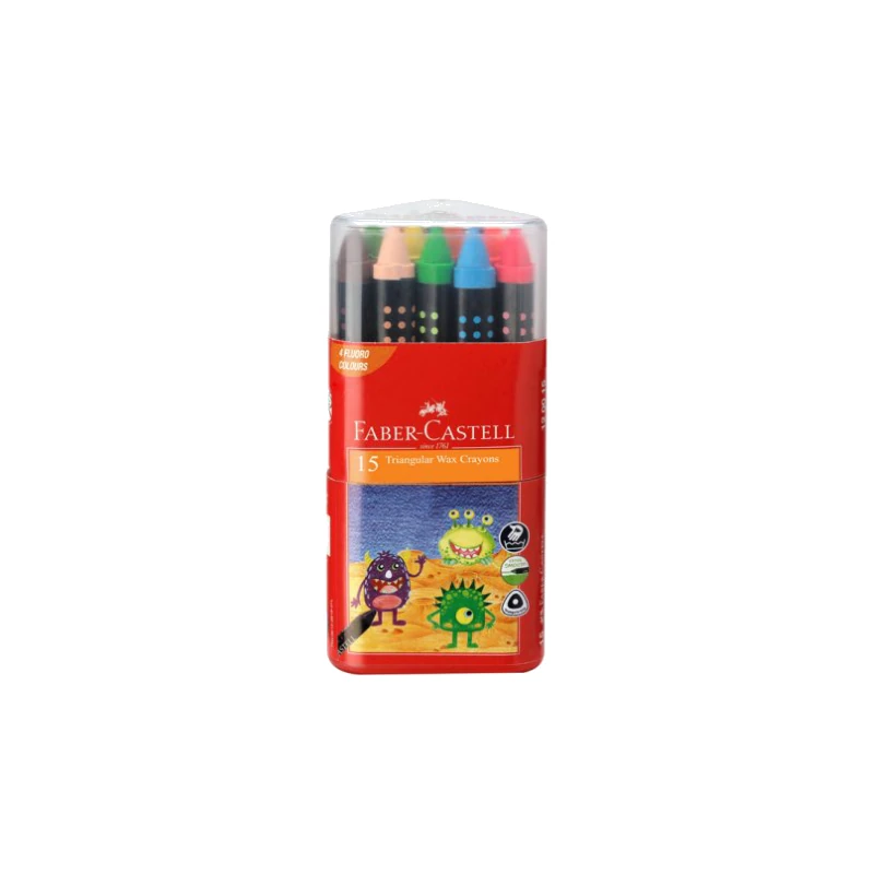 Faber-Castell Wax Crayons Triangular Grip 90mm Set of 15