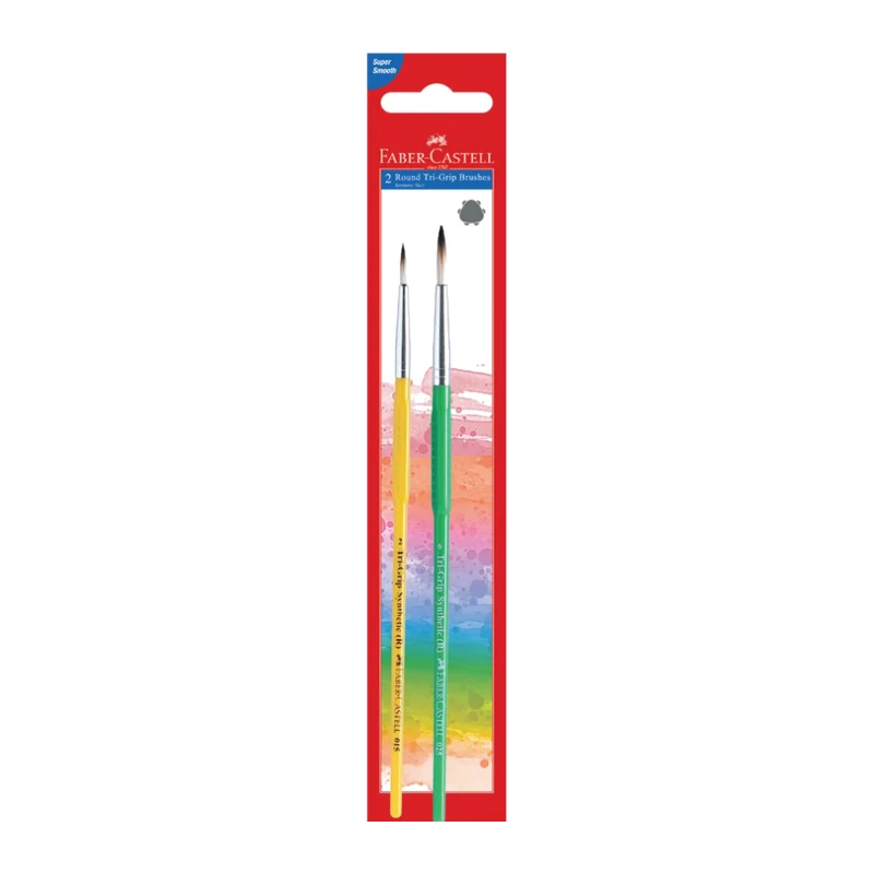 Faber-Castell 2 Round Tri-Grip Paintbrushes Synthetic hair
