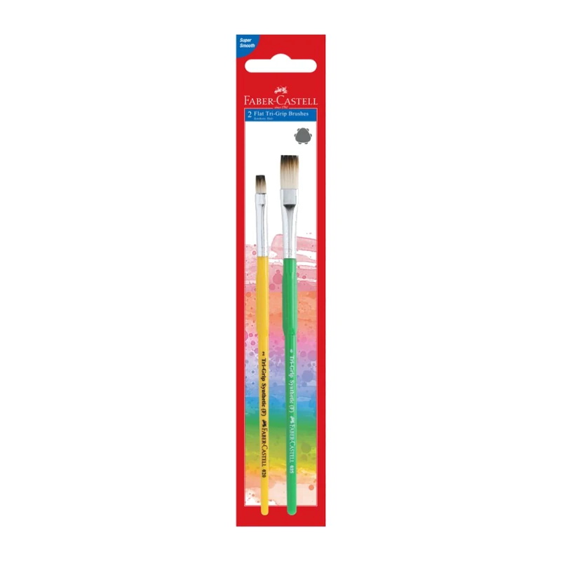 Faber-Castell 2 Flat Tri-Grip Paintbrushes Synthetic hair