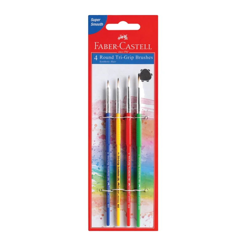 Faber-Castell 4 Round Tri-Grip Paintbrushes Synthetic hair