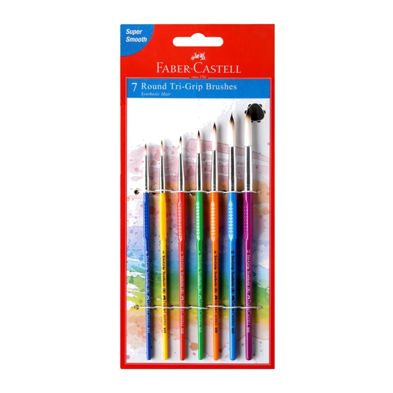 Faber-Castell 7 Round Trip-Grip Paintbrushes Synthetic hair