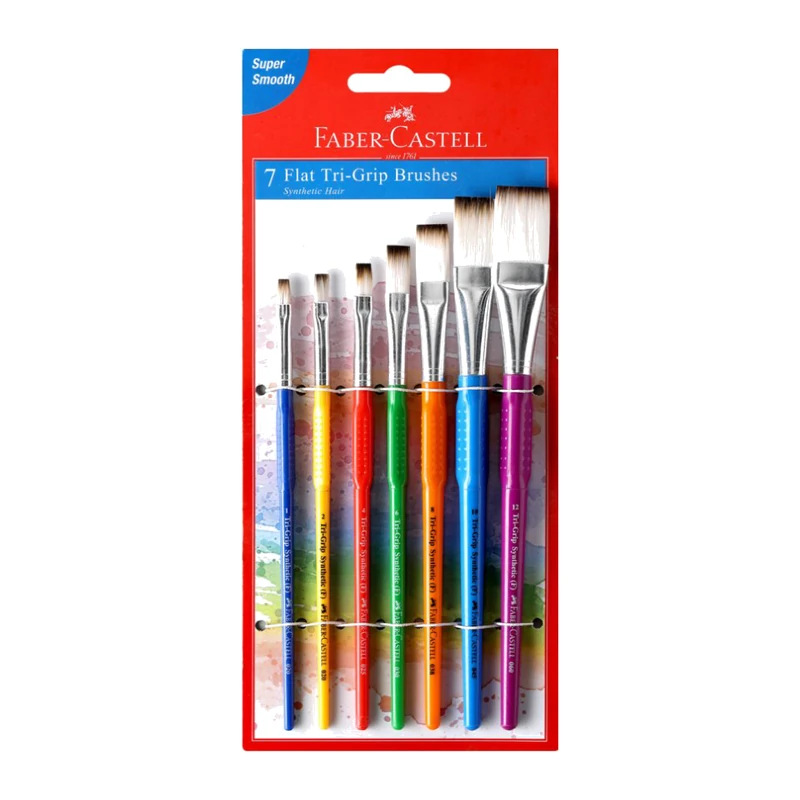Faber-Castell 7 Flat Tri-Grip Paintbrushes Synthetic hair