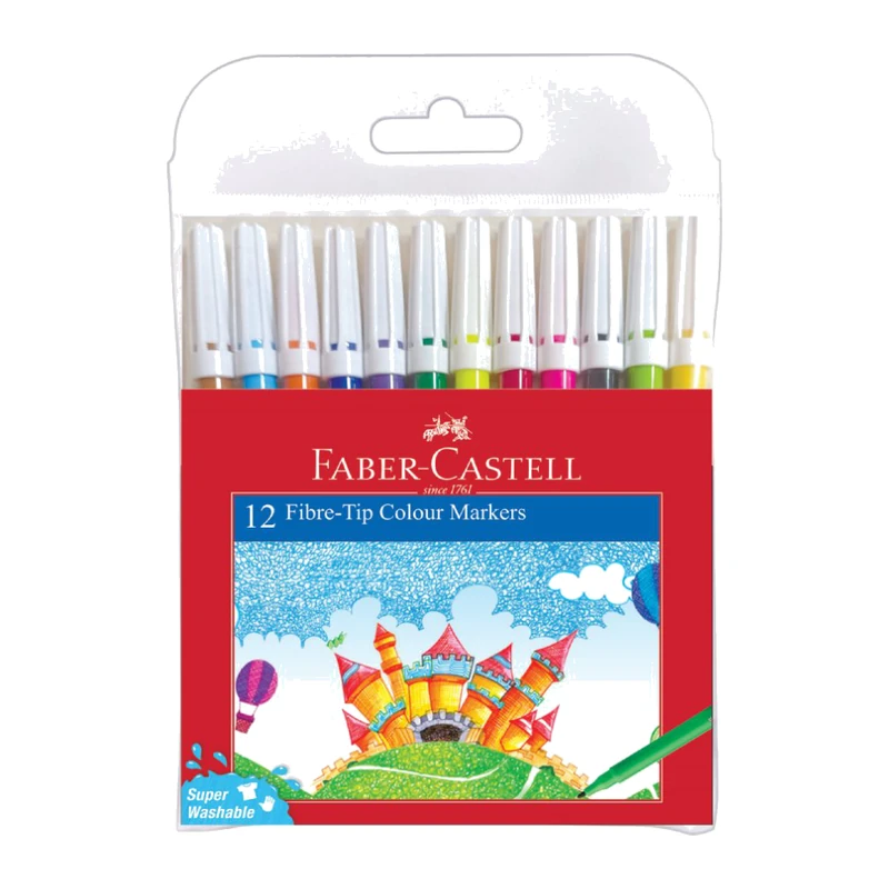 Faber-Castell 12 Fibre Tip Colour Markers Extra Long