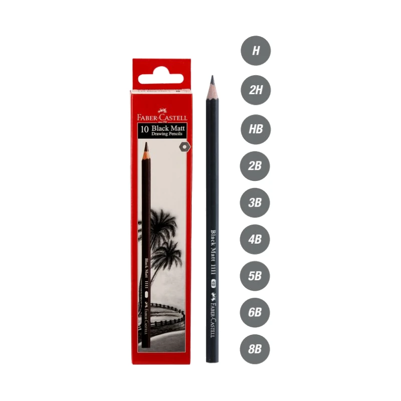 Faber-Castell Black Matt Pencils 1111 H-Packof 10
