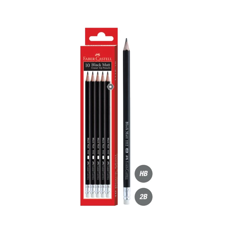Faber-Castell Black Matt Pencils 1112 HB-Pack of 10