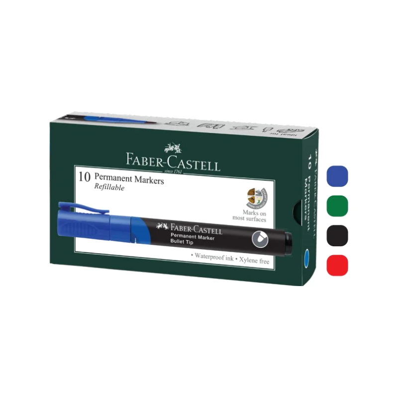 Faber-Castell Permanent Marker-Pack of 10-Blue