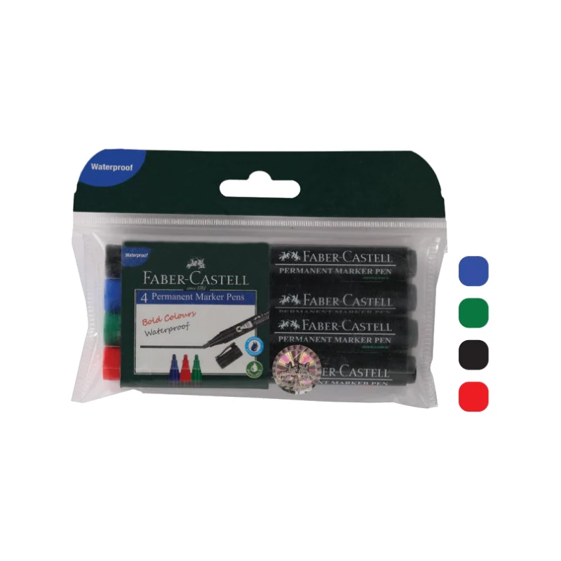 Faber-Castell Permanent Marker-Assorted Wallet of 4