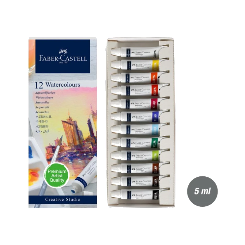 Faber-Castell Watercolours 12 shades in 5ml