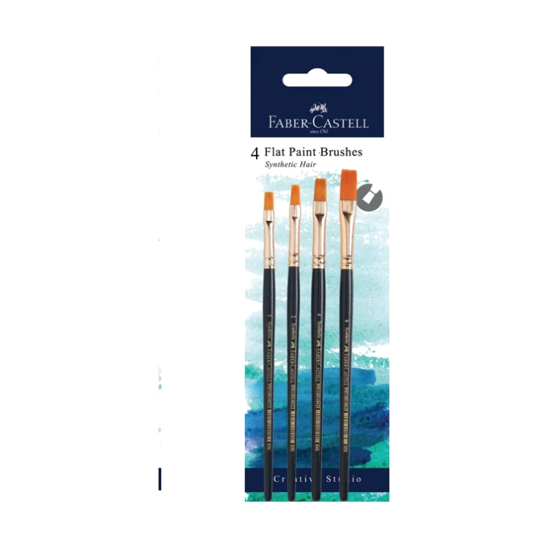 Faber-Castell 4 Paintbrushes Synthetic Hair-Flat