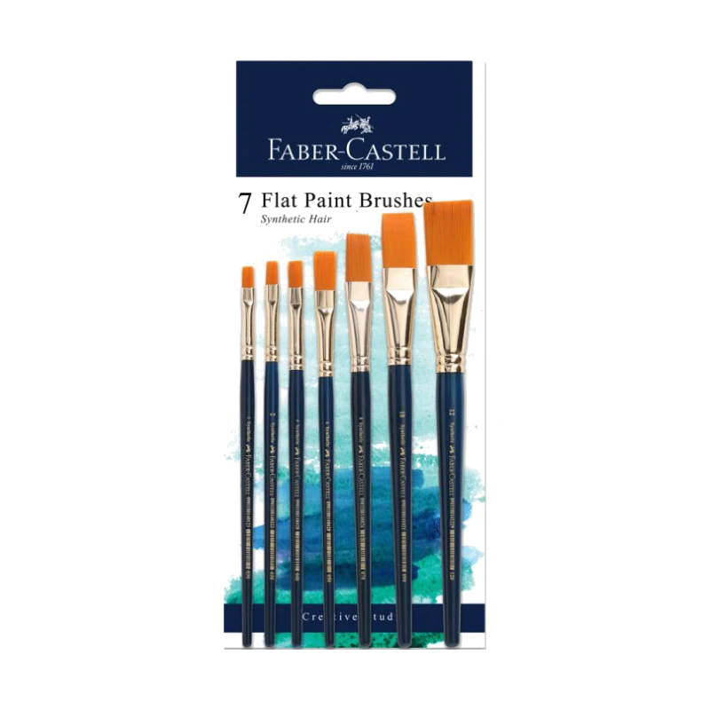 Faber-Castell 7 Paintbrushes Synthetic Hair-Flat