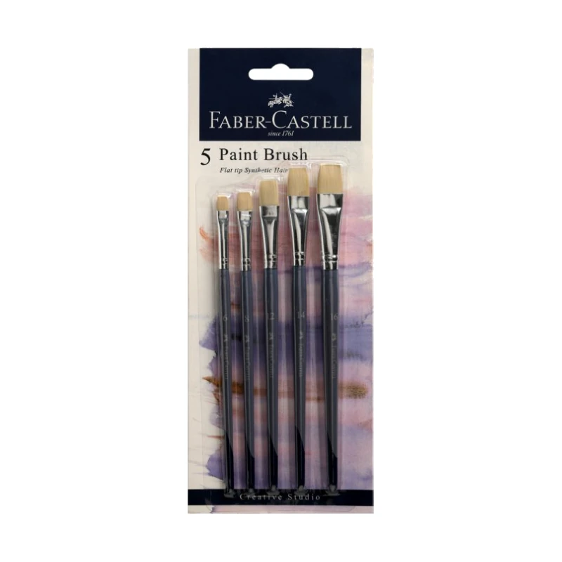 Faber-Castell 5 flat tip synthetic brushes (6, 8, 12, 14, 16)