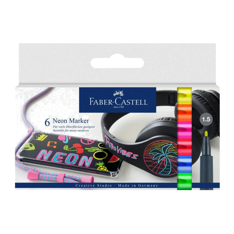 Faber-Castell NEON MARKER CARDBOARD WALLET OF 6
