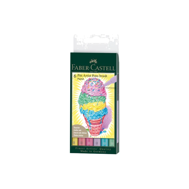 Faber-Castell India Ink Pitt Artist Pen B pastel 6X