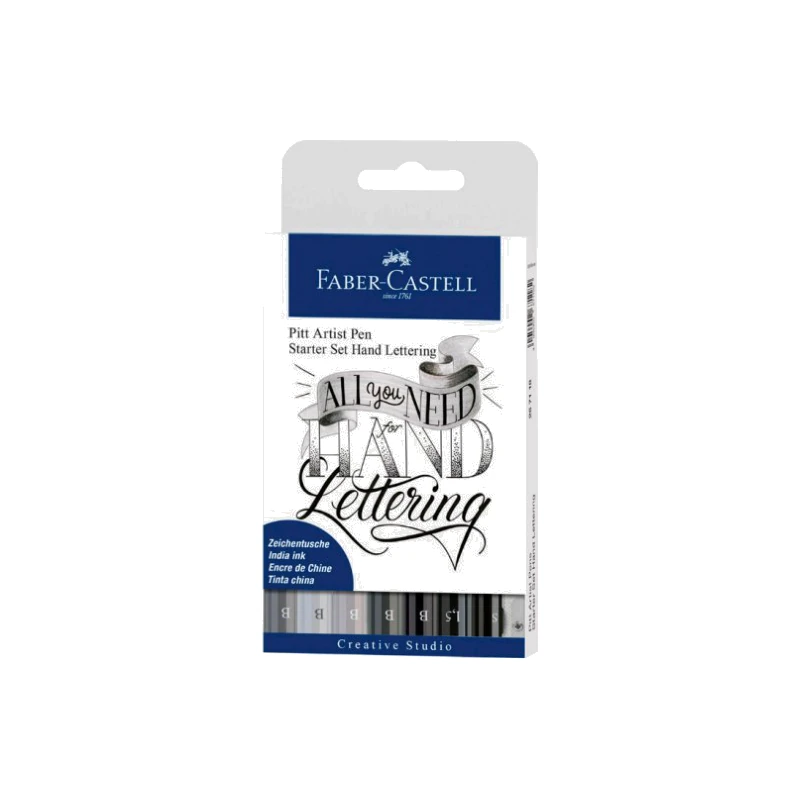 Faber-Castell India Ink Pitt Artist Pen Hand Lettering Starter Kit 9 Ct wallet
