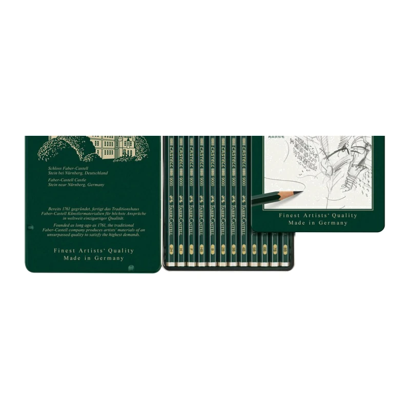 Faber-Castell Castell 9000 Art Set of 12 (8 B, 7 B, 6 B, 5 B, 4 B, 3 B, 2 B, B, HB,F,H & 2 H)