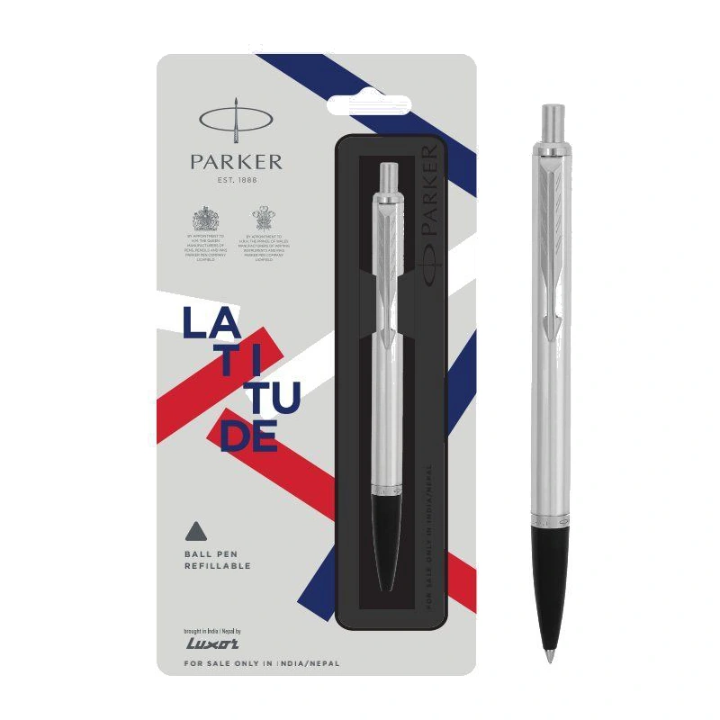 Parker Latitude Shiny Chrome Ball Pen (Chrome Trim)