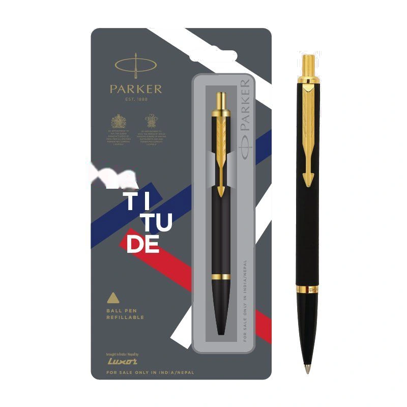 Parker Latitude Matte Black Ball Pen (Gold Trim)