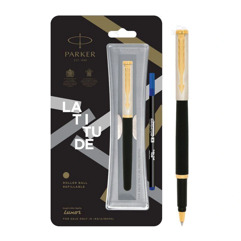 Parker Latitude Matte Metallix Roller Ball Pen (Gold Trim)