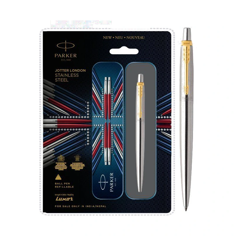 Parker Jotter London Stainless Steel Ball Pen (Gold Trim)
