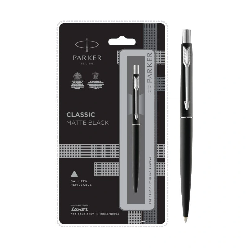 Parker Classic Matte Black Ball Pen (Chrome Trim)