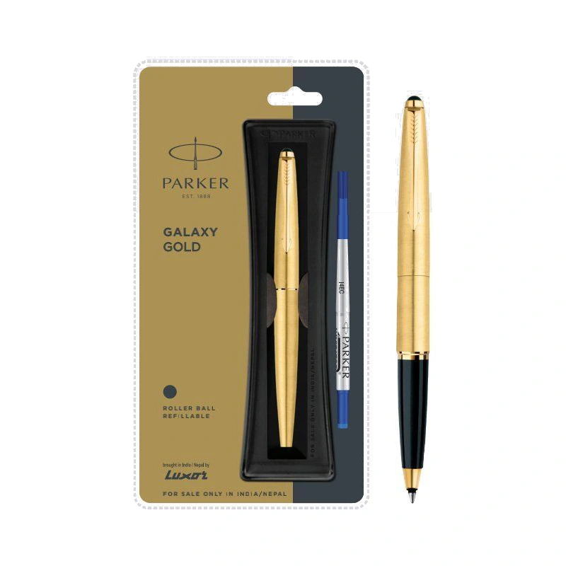 Parker Galaxy Gold Roller Ball Pen (Gold Trim)