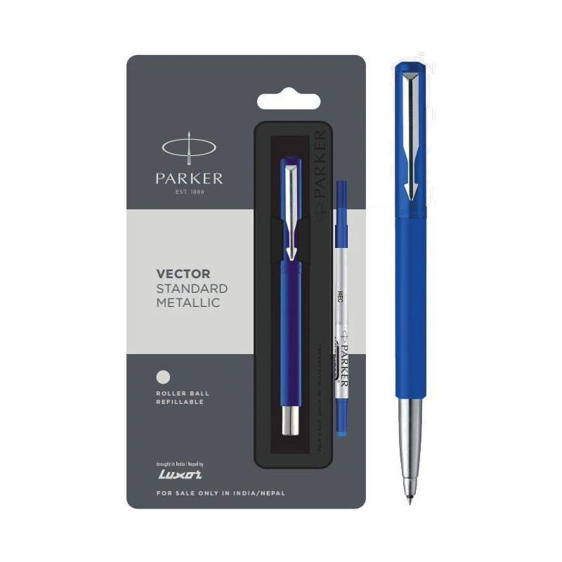 Parker Vector Standard Metallic Roller Ball Pen (Chrome Trim)