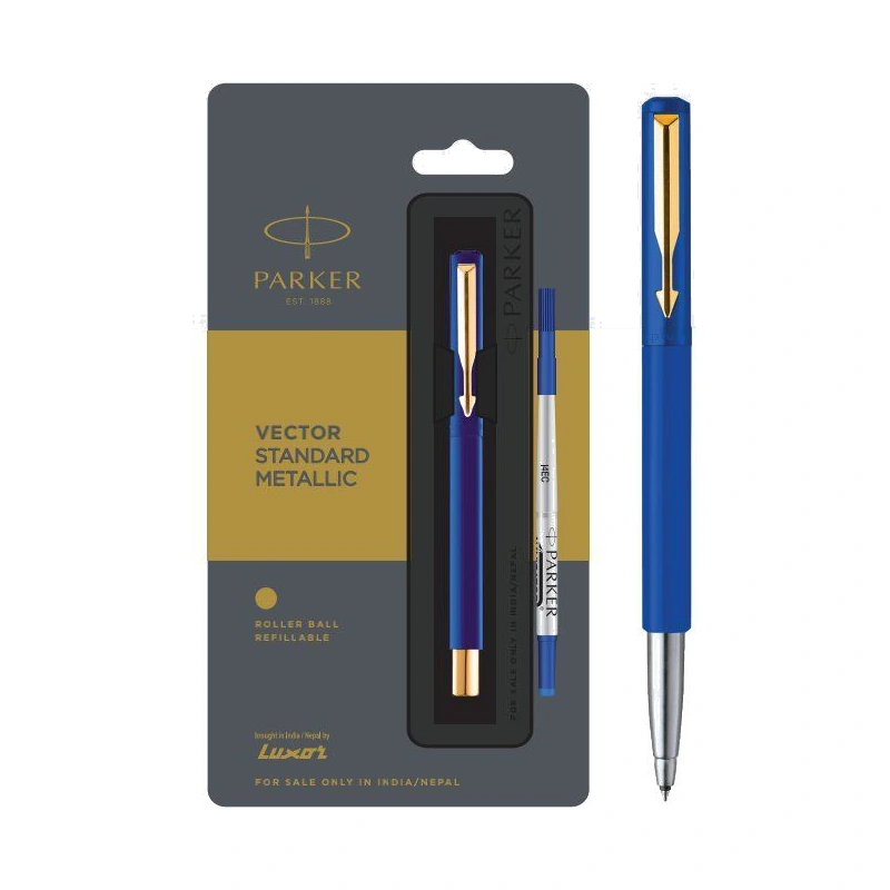 Parker Vector Standard Metallic Roller Ball Pen (Gold Trim)