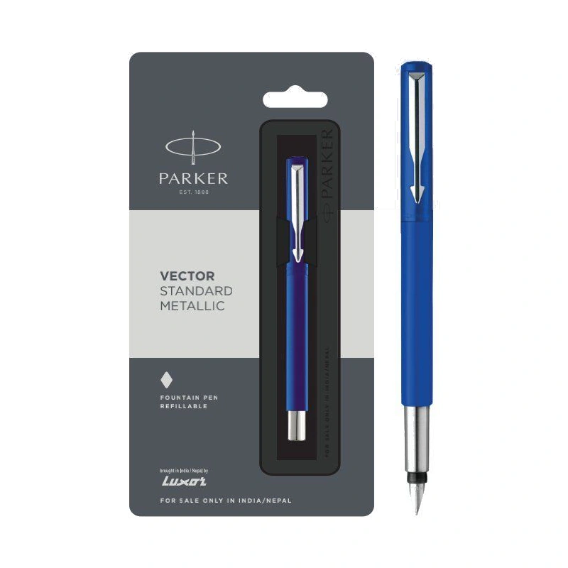 Parker Vector Standard Metallic Fountain Pen (Chrome Trim)