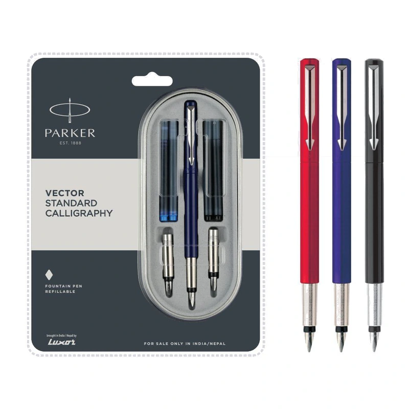Parker Vector Standard Calligraphy Fountain Pen (Chrome Trim)