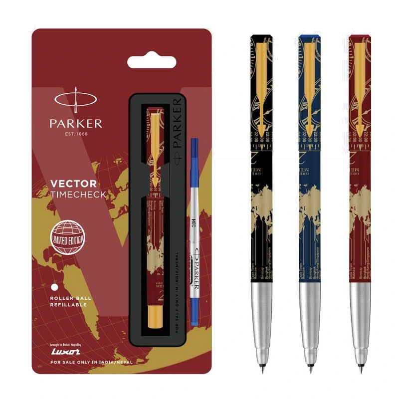 Parker Vector Timecheck Roller Ball Pen (Gold Trim)