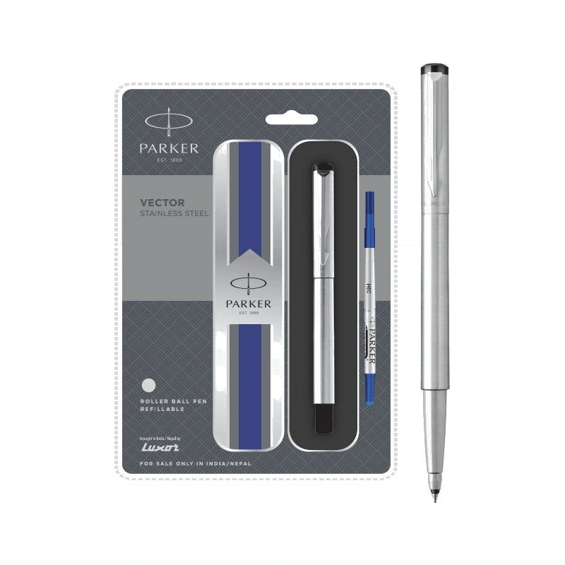 Parker Vector Stainless Steel Roller Ball Pen (Chrome Trim)
