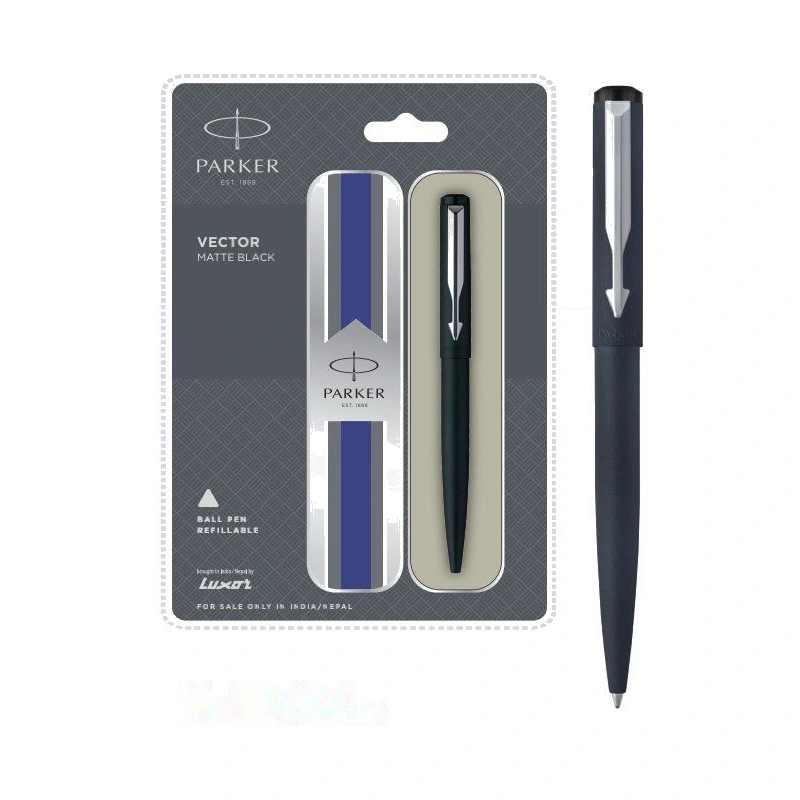 Parker Vector Matte Black Ball Pen (Chrome Trim)