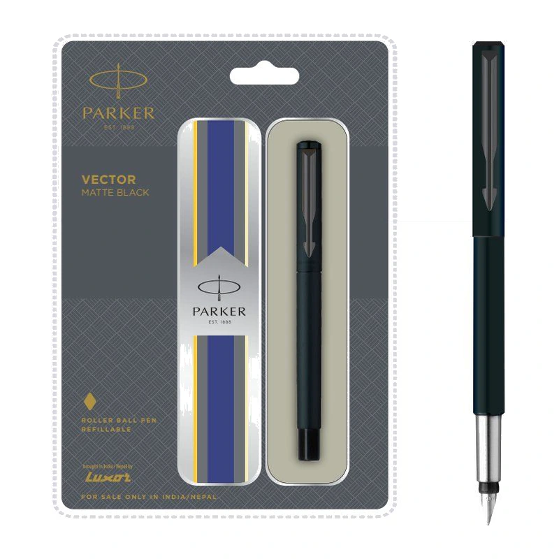 Parker Vector Matte Black Fountain Pen (Gun Metal Trim)