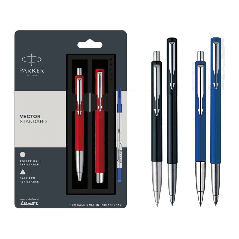 Parker Vector Standard Ball Pen + Roller Ball Pen Set (Chrome Trim)