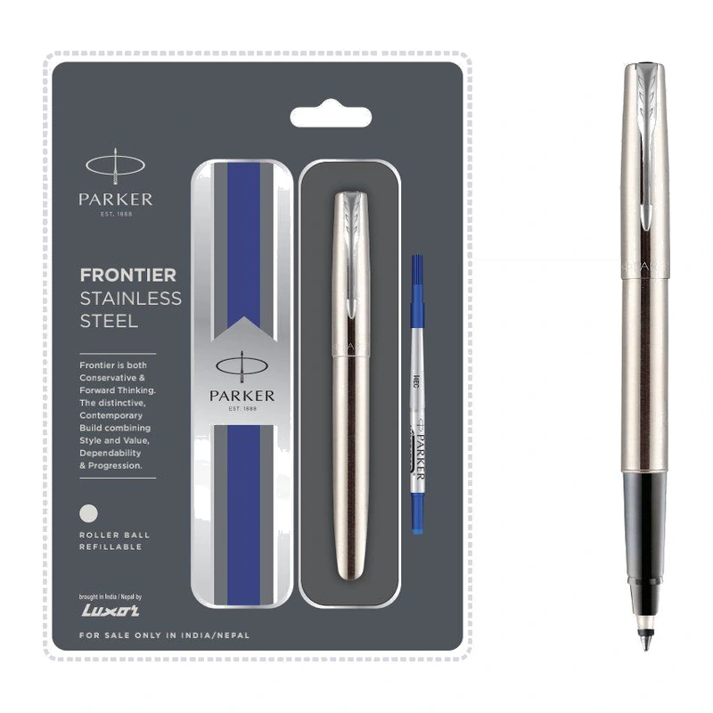 Parker Frontier Stainless Steel Roller Ball Pen (Chrome Trim)