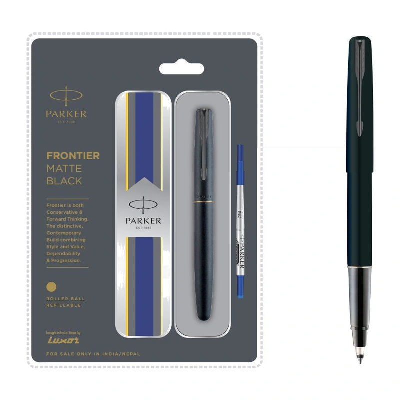 Parker Frontier Matte Black Roller Ball Pen (Gun Metal Trim)
