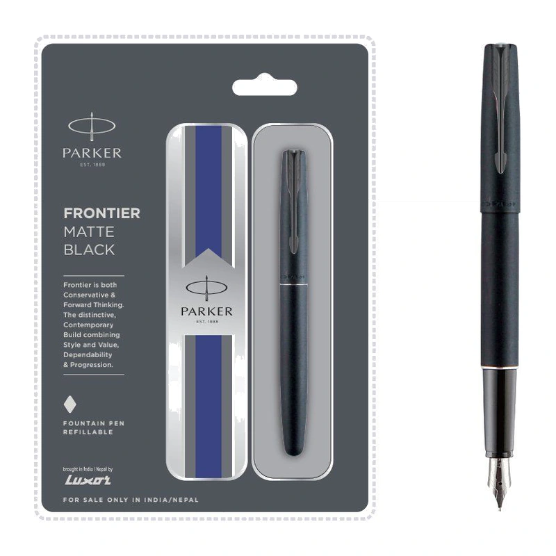 Parker Frontier Matte Black Fountain Pen (Gun Metal Trim)