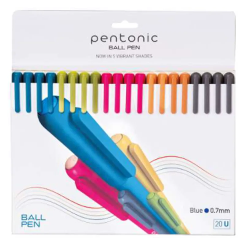 Pentonic Vibrant Shades Ball Pen 0.7mm - 20 pcs Card Pack