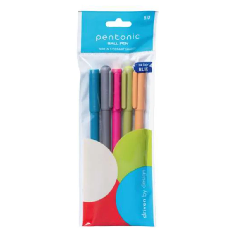 Pentonic Vibrant Shades Ball Pen 0.7mm - 5 pcs Pouch