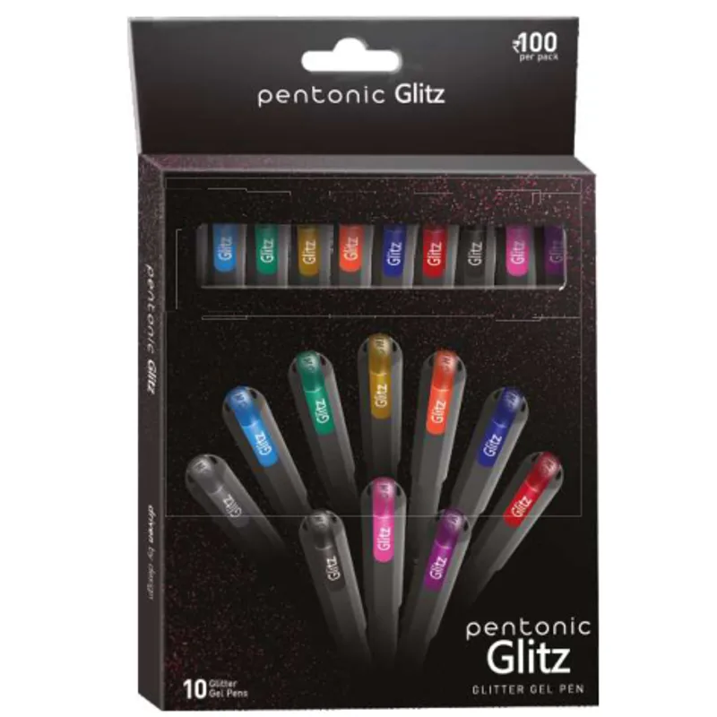 Pentonic Glitz Glitter Gel Pen 1.0mm - 10 pcs Card Pack