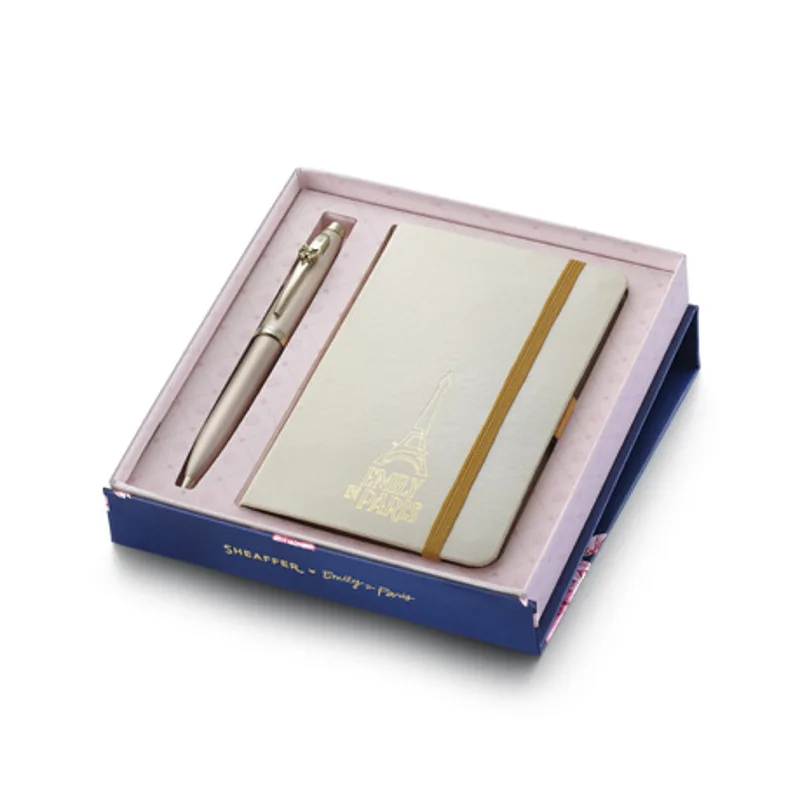Gift Set: Champagne Gold Sheaffer 100 Ballpoint with Small Notebook